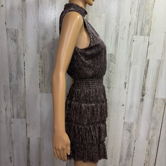 MSK Metallic Smocked Tiered Mock-Neck Sleeveless‎ Dress - Picture 11 of 13